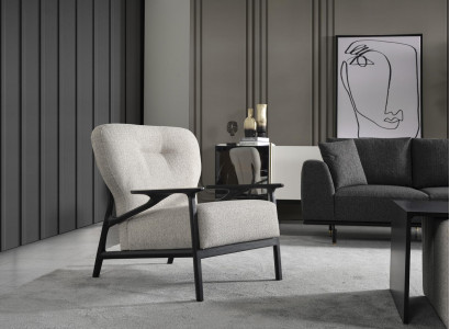Armchair Wingback Armchair Modern Fabric Living Room Polyester White Design